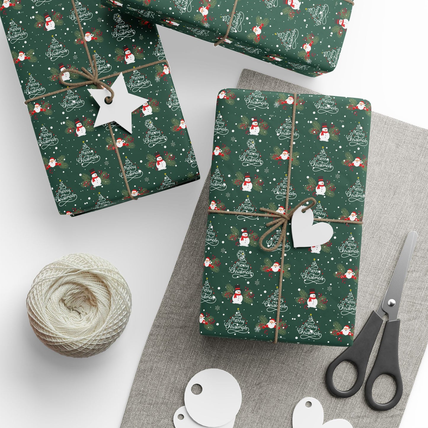 Santa and Snowman Design, Christmas Wrapping Papers, Holiday Gift Wrap, Merry Christmas Theme, Festive Gift Wrap