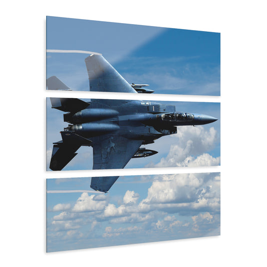 McDonnell Douglas F-15E Strike Eagle Fighter Jet Acrylic Print Triptych, Military Wall Art, Aviation Home Decor, Gift Veterans, Air Force