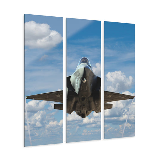 F-35 Fighter Jet Fighter Wall Art, Modern Home Decor, Unique Gifts for Aviation Lovers, Cool Art for Offices, Acrylic Triptych Prints