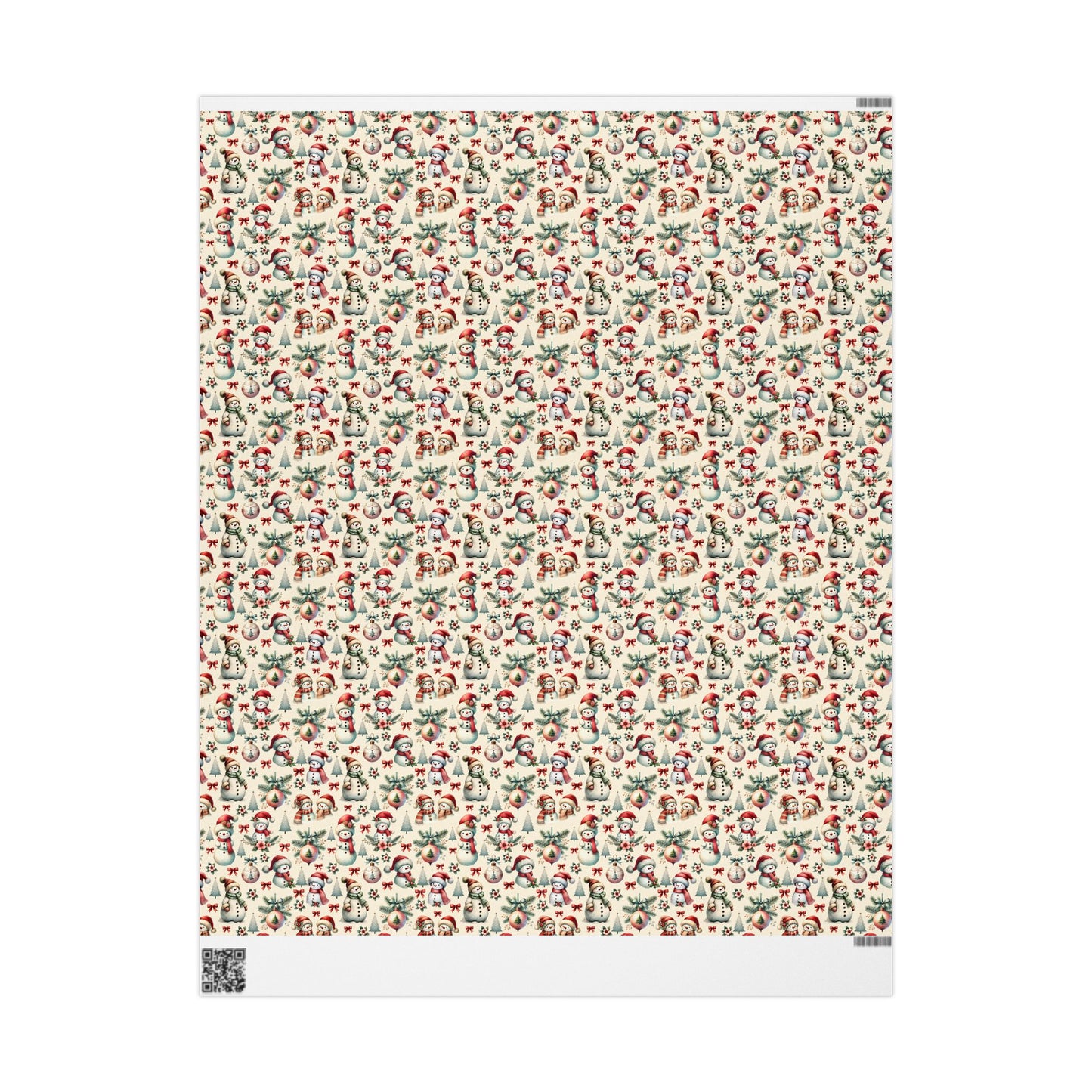 Christmas Trees Wrapping Paper - Festive Holiday Gift Wrap, Snowmen, Ornaments, Red Bows - Seasonal Decorative Wrap, Xmas Present Cover,