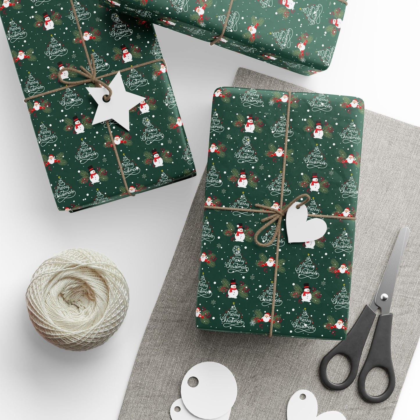 Santa and Snowman Design, Christmas Wrapping Papers, Holiday Gift Wrap, Merry Christmas Theme, Festive Gift Wrap