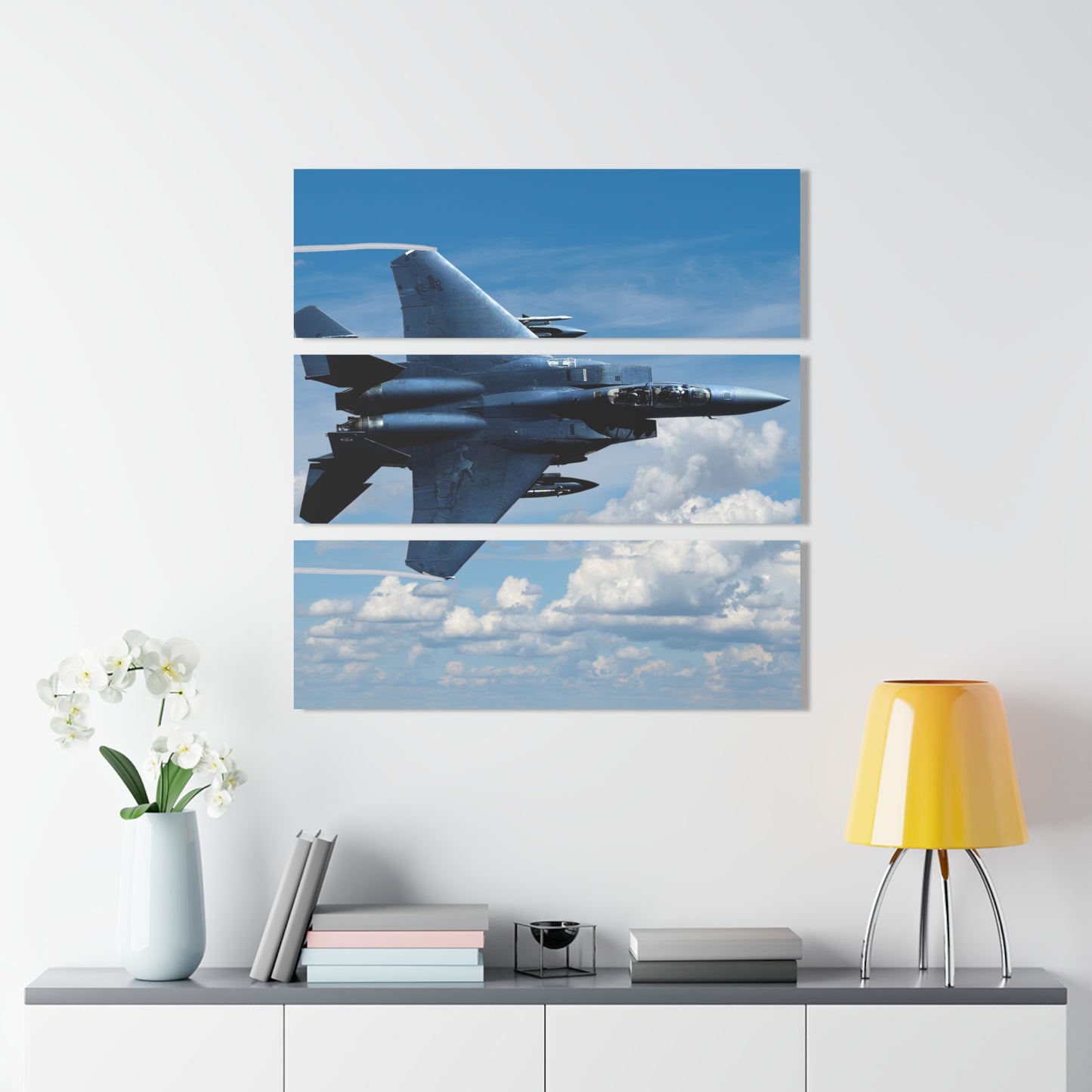 McDonnell Douglas F-15E Strike Eagle Fighter Jet Acrylic Print Triptych, Military Wall Art, Aviation Home Decor, Gift Veterans, Air Force